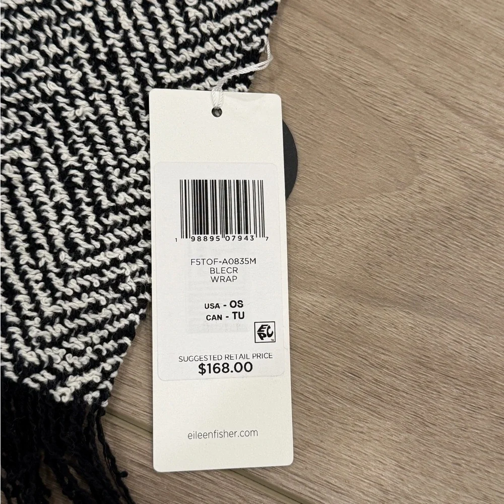 NWT Eileen Fisher $168 Handloomed Organic Cotton Herringbone Scarf